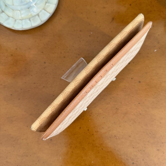 CELINE Long Wallet Macadam Pattern Leather Brown Clasp Purse Beige - Picture 7 of 11